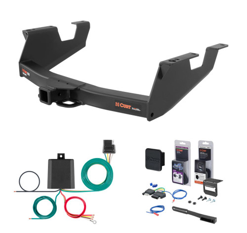 2011 - 2012 GMC Sierra 2500 HD 8' bed, box delete Curt 2" Class 5 Trailer Tow Hitch + 5-Flat Wiring Kit Tow Boat/Utility Trailer with Surge Brakes 15363