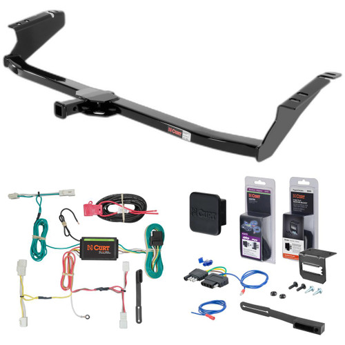 15 - 20 Toyota Sienna Curt 1-1/4" Class 2 Trailer Tow Hitch + 5-Flat Wiring Kit Tow Boat/Utility Trailer with Surge Brakes 12065