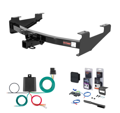 2001 - 2010 GMC Sierra 2500 HD 6' bed, excluding factory receiver, Tommy Gate lift or cab & chassis Curt 2" Class 3 Trailer Tow Hitch + 5-Flat Wiring Kit Tow Boat/Utility Trailer with Surge Brakes 13208