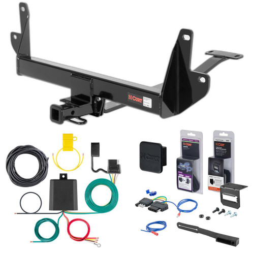 07 - 08 BMW 328xi Sedan, single muffler Curt 1-1/4" Class 1 Trailer Tow Hitch + 5-Flat Wiring Kit Tow Boat/Utility Trailer with Surge Brakes 11033