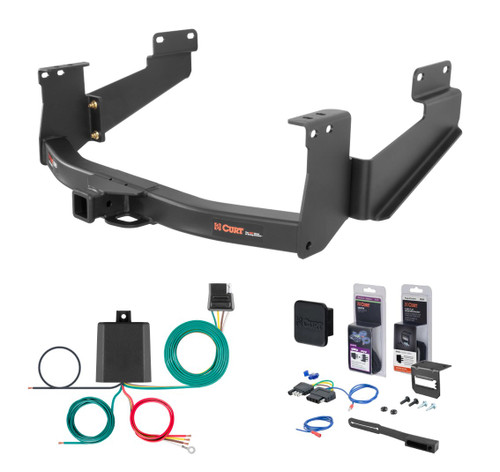 2007 - 2021 Toyota Tundra Excluding factory receiver Curt 2" Class 5 Trailer Tow Hitch + 5-Flat Wiring Kit Tow Boat/Utility Trailer with Surge Brakes 15398