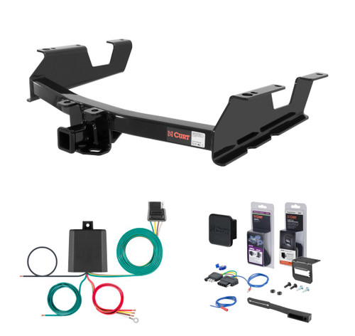 2011 - 2014 GMC Sierra 2500 HD 8' bed, excluding factory receiver, Tommy Gate lift or cab & chassis Curt 2" Class 4 Trailer Tow Hitch + 5-Flat Wiring Kit Tow Boat/Utility Trailer with Surge Brakes 14061