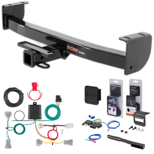 16 - 23 Toyota Tacoma Excluding factory receiver Curt 2" Class 3 Trailer Tow Hitch + 5-Flat Wiring Kit Tow Boat/Utility Trailer with Surge Brakes 13264