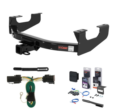 1997 - 1999 Ford F-250LD New body Curt 2" Class 4 Trailer Tow Hitch + 5-Flat Wiring Kit Tow Boat/Utility Trailer with Surge Brakes 14355