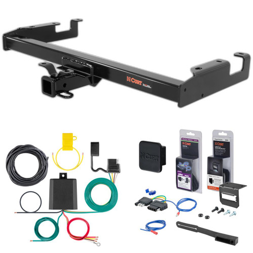 01 - 06 GMC Sierra 3500 8' bed, excluding factory receiver, Tommy Gate lift, 10" drop bumper and cab & chassis Curt 2" Class 4 Trailer Tow Hitch + 5-Flat Wiring Kit Tow Boat/Utility Trailer with Surge Brakes 14008