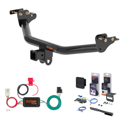 2018 - 2022 Mitsubishi Outlander Phev Curt 2" Class 3 Trailer Tow Hitch + 5-Flat Wiring Kit Tow Boat/Utility Trailer with Surge Brakes 13398