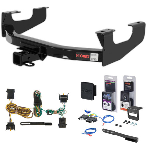 97 - 99 Ford F-250LD New body Curt 2" Class 3 Trailer Tow Hitch + 5-Flat Wiring Kit Tow Boat/Utility Trailer with Surge Brakes 13355
