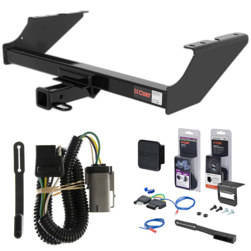 02 - 04 Ford F-250 Super Duty Excluding 20" spare tire Curt 2" Class 3 Trailer Tow Hitch + 5-Flat Wiring Kit Tow Boat/Utility Trailer with Surge Brakes 13014