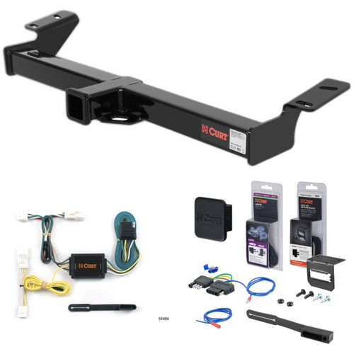 96 - 00 Toyota RAV4 Curt 2" Class 3 Trailer Tow Hitch + 5-Flat Wiring Kit Tow Boat/Utility Trailer with Surge Brakes 13524