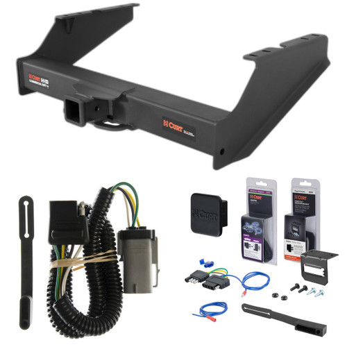 02 - 04 Ford F-250 Super Duty Curt 2-1/2" Class 5 Trailer Tow Hitch + 5-Flat Wiring Kit Tow Boat/Utility Trailer with Surge Brakes 15810
