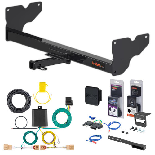18 - 24 Volkswagen Tiguan Curt 1-1/4" Class 2 Trailer Tow Hitch + 5-Flat Wiring Kit Tow Boat/Utility Trailer with Surge Brakes 12177