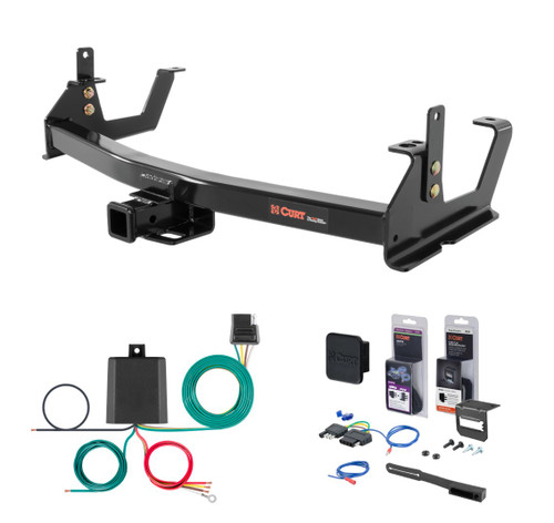 2015 - 2019 GMC Sierra 3500 HD 6' bed, excluding factory receiver, Tommy Gate lift or cab & chassis Curt 2" Class 4 Trailer Tow Hitch + 5-Flat Wiring Kit Tow Boat/Utility Trailer with Surge Brakes 14009