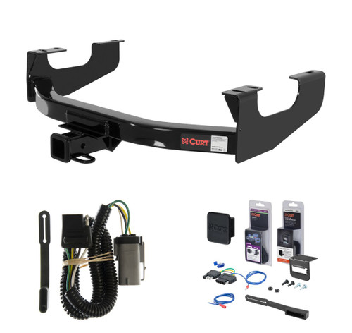 2002 - 2004 Ford F-350 Super Duty Excluding cab & chassis Curt 2" Class 3 Trailer Tow Hitch + 5-Flat Wiring Kit Tow Boat/Utility Trailer with Surge Brakes 13355