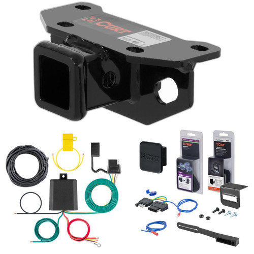 10 - 23 Lexus GX460 Curt 2" Class 3 Trailer Tow Hitch + 5-Flat Wiring Kit Tow Boat/Utility Trailer with Surge Brakes 13043