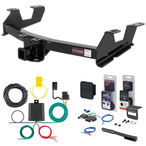 11 - 14 GMC Sierra 2500 HD 6' bed, excluding factory receiver, Tommy Gate lift or cab & chassis Curt 2" Class 4 Trailer Tow Hitch + 5-Flat Wiring Kit Tow Boat/Utility Trailer with Surge Brakes 14062