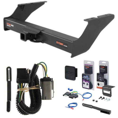 02 - 04 Ford F-350 Super Duty Excluding cab & chassis Curt 2" Class 5 Trailer Tow Hitch + 5-Flat Wiring Kit Tow Boat/Utility Trailer with Surge Brakes 15410