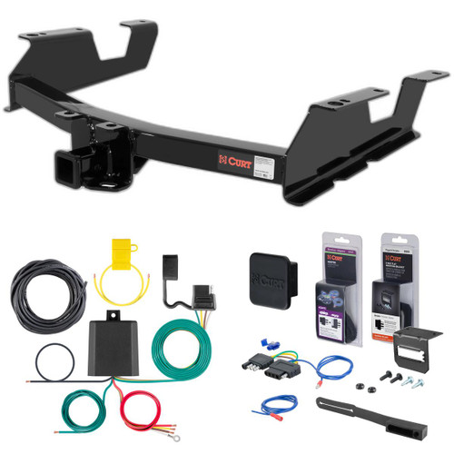 11 - 14 GMC Sierra 3500 HD 8' bed, excluding factory receiver, Tommy Gate lift or cab & chassis Curt 2" Class 3 Trailer Tow Hitch + 5-Flat Wiring Kit Tow Boat/Utility Trailer with Surge Brakes 13061