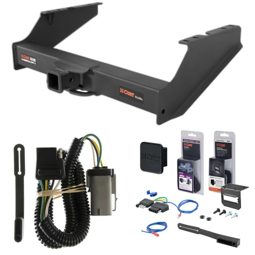 02 - 04 Ford F-350 Super Duty Excluding cab & chassis Curt 2-1/2" Class 5 Trailer Tow Hitch + 5-Flat Wiring Kit Tow Boat/Utility Trailer with Surge Brakes 15810