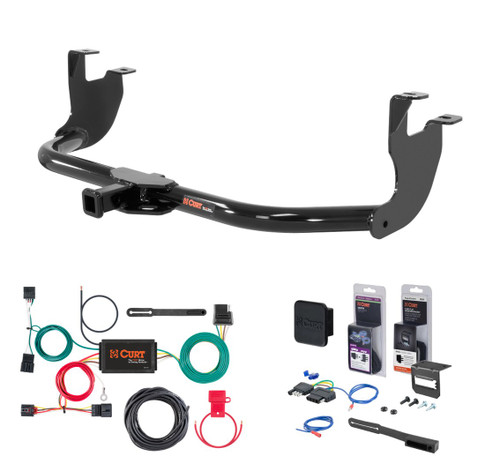 2012 - 2019 Volkswagen Beetle Hatchback, excluding diesel Curt 1-1/4" Class 1 Trailer Tow Hitch + 5-Flat Wiring Kit Tow Boat/Utility Trailer with Surge Brakes 11354