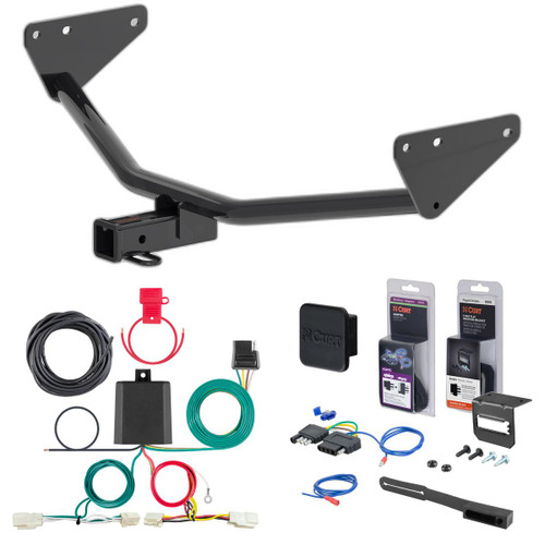 22 - 24 Mitsubishi Outlander Curt 2" Class 3 Trailer Tow Hitch + 5-Flat Wiring Kit Tow Boat/Utility Trailer with Surge Brakes 13487