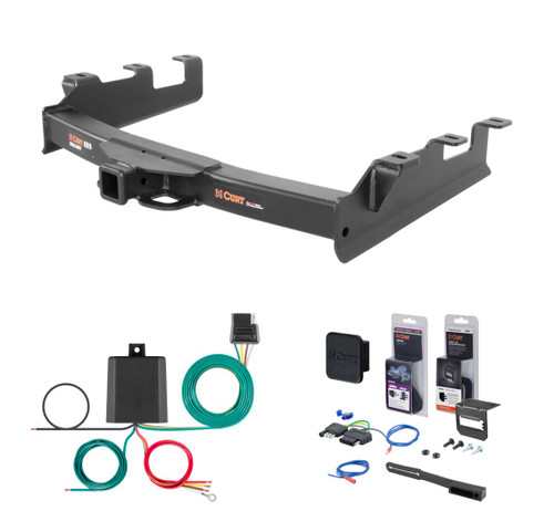 2007 Chevrolet Silverado 2500 HD Classic 6' bed, factory replacement hitch Curt 2" Class 5 Trailer Tow Hitch + 5-Flat Wiring Kit Tow Boat/Utility Trailer with Surge Brakes 15302