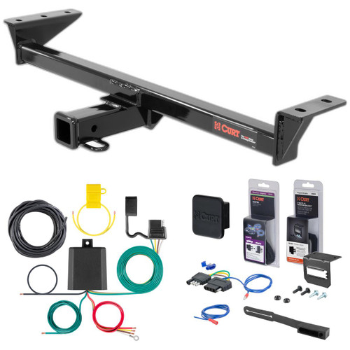 16 - 22 BMW X1  Curt 2" Class 3 Trailer Tow Hitch + 5-Flat Wiring Kit Tow Boat/Utility Trailer with Surge Brakes 13303