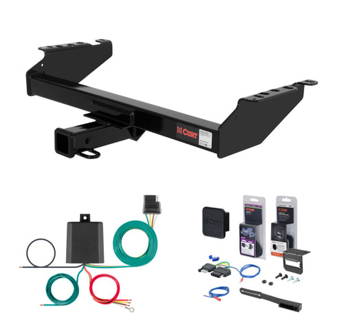 1973 - 1979 Ford F-100 Excluding 10" drop bumper, old body Curt 2" Class 3 Trailer Tow Hitch + 5-Flat Wiring Kit Tow Boat/Utility Trailer with Surge Brakes 13310