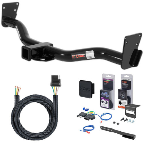 95 - 02 Chevrolet Blazer Down size Curt 2" Class 3 Trailer Tow Hitch + 5-Flat Wiring Kit Tow Boat/Utility Trailer with Surge Brakes 13300