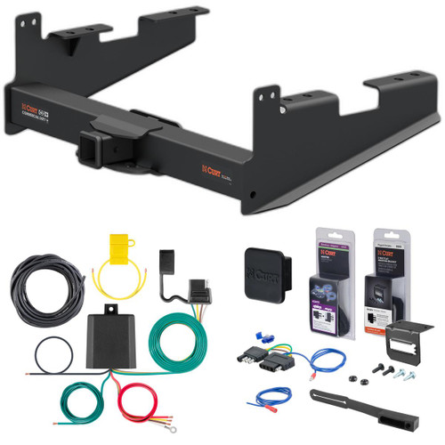 17 - 24 Ford F-450 Super Duty Excluding cab & chassis Curt 2-1/2" Class 5 Trailer Tow Hitch + 5-Flat Wiring Kit Tow Boat/Utility Trailer with Surge Brakes 15802