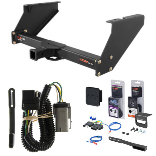 02 - 04 Ford F-350 Super Duty With 16" spare tire and 10" drop bumper Curt 2" Class 5 Trailer Tow Hitch + 5-Flat Wiring Kit Tow Boat/Utility Trailer with Surge Brakes 15316