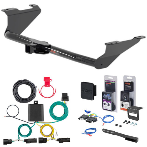 21 - 24 Chrysler Pacifica Curt 2" Class 3 Trailer Tow Hitch + 5-Flat Wiring Kit Tow Boat/Utility Trailer with Surge Brakes 13383