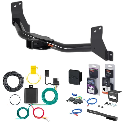 16 - 24 Nissan Titan XD Excluding factory receiver Curt 2" Class 3 Trailer Tow Hitch + 5-Flat Wiring Kit Tow Boat/Utility Trailer with Surge Brakes 13317