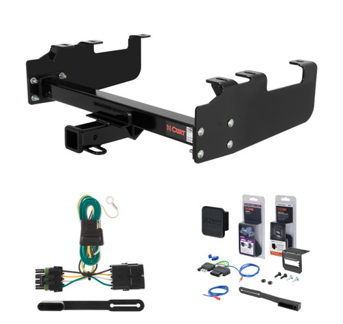 1988 - 2000 GMC K2500 With 10" step bumper Curt 2" Class 3 Trailer Tow Hitch + 5-Flat Wiring Kit Tow Boat/Utility Trailer with Surge Brakes 13099