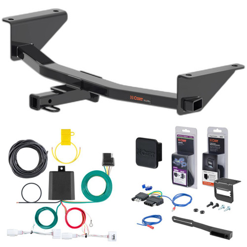 19 - 21 Mazda 3 Sedan Curt 1-1/4" Class 1 Trailer Tow Hitch + 5-Flat Wiring Kit Tow Boat/Utility Trailer with Surge Brakes 11636