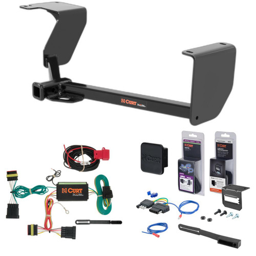 12 - 19 Fiat 500 Excluding Abarth Curt 1-1/4" Class 1 Trailer Tow Hitch + 5-Flat Wiring Kit Tow Boat/Utility Trailer with Surge Brakes 11363