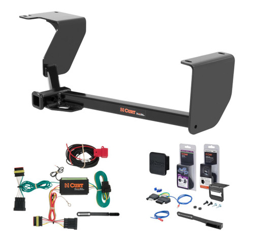 2012 - 2019 Fiat 500 Excluding Abarth Curt 1-1/4" Class 1 Trailer Tow Hitch + 5-Flat Wiring Kit Tow Boat/Utility Trailer with Surge Brakes 11363