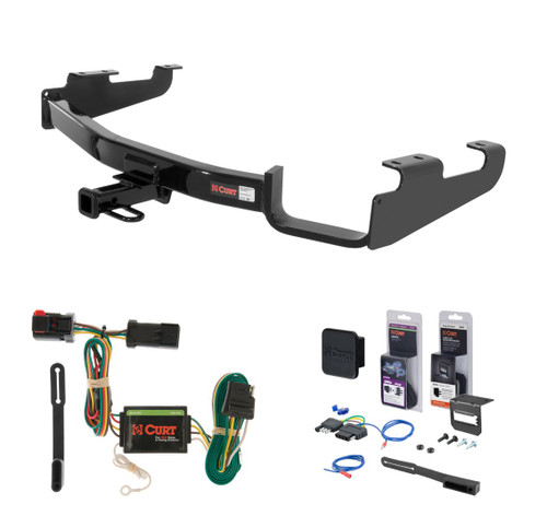 2001 - 2003 Dodge Grand Caravan Excluding Stow 'n Go and Sport Curt 1-1/4" Class 2 Trailer Tow Hitch + 5-Flat Wiring Kit Tow Boat/Utility Trailer with Surge Brakes 12362