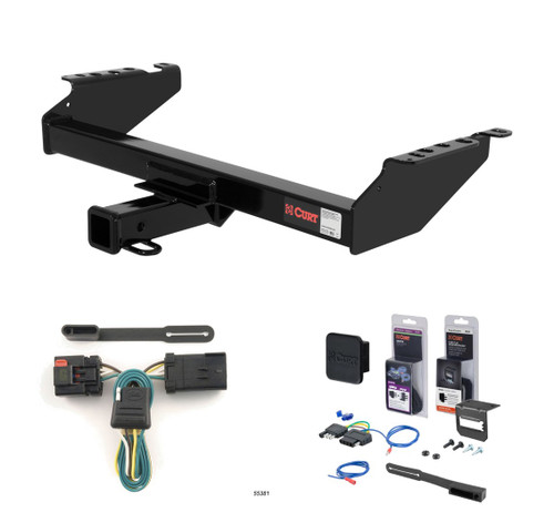 2000 - 2002 Dodge Ram 2500 Excluding roll pan bumper Curt 2" Class 3 Trailer Tow Hitch + 5-Flat Wiring Kit Tow Boat/Utility Trailer with Surge Brakes 13310