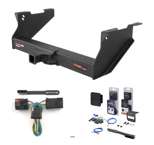 2003 - 2010 Dodge Ram 3500 Fits with or without factory receiver Curt 2" Class 5 Trailer Tow Hitch + 5-Flat Wiring Kit Tow Boat/Utility Trailer with Surge Brakes 15409