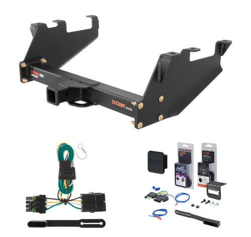 1988 - 2000 GMC C2500 With 10" step bumper Curt 2" Class 5 Trailer Tow Hitch + 5-Flat Wiring Kit Tow Boat/Utility Trailer with Surge Brakes 15317