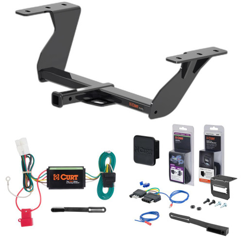 19 - 24 Subaru Forester Curt 1-1/4" Class 2 Trailer Tow Hitch + 5-Flat Wiring Kit Tow Boat/Utility Trailer with Surge Brakes 12198