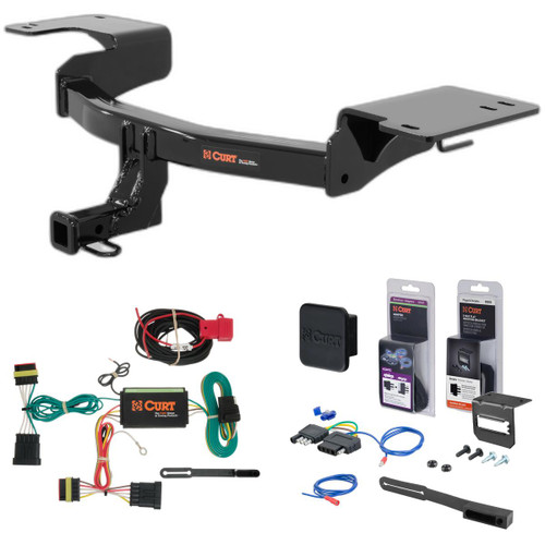 12 - 19 Fiat 500 Abarth Curt 1-1/4" Class 1 Trailer Tow Hitch + 5-Flat Wiring Kit Tow Boat/Utility Trailer with Surge Brakes 11347