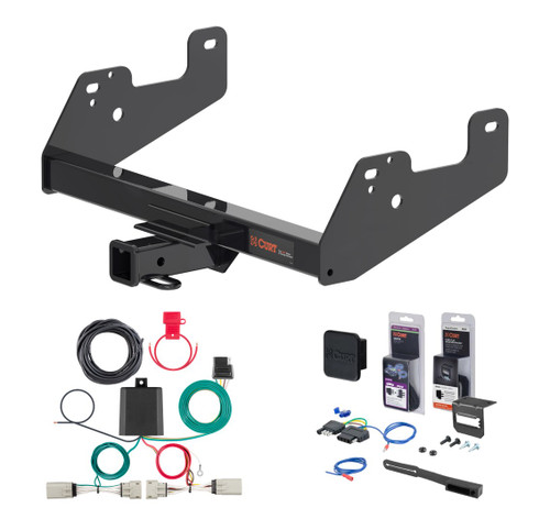 2021 - 2023 Ford F-150 w/ Backup Sensors & Excluding factory receiver or Police Responder Curt 2" Class 3 Trailer Tow Hitch + 4-way Wiring Kit Tow Boat/Utility Trailer with Surge Brakes 13475