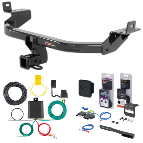 14 - 18 Jeep Cherokee Curt 2" Class 3 Trailer Tow Hitch + 5-Flat Wiring Kit Tow Boat/Utility Trailer with Surge Brakes 13172