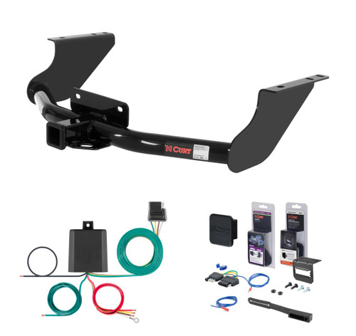 2009 - 2010 Dodge Ram 1500 Excluding factory receiver Curt 2" Class 3 Trailer Tow Hitch + 5-Flat Wiring Kit Tow Boat/Utility Trailer with Surge Brakes 13374-1