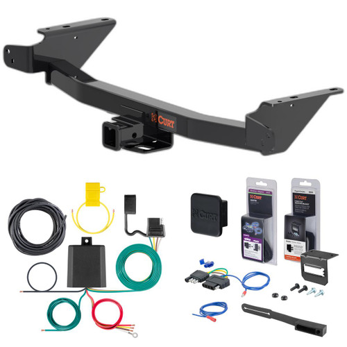 23 - 24 GMC Canyon Curt 2" Class 3 Trailer Tow Hitch + 5-Flat Wiring Kit Tow Boat/Utility Trailer with Surge Brakes 13576
