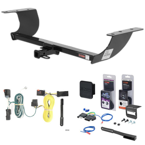 08 - 14 Dodge Challenger Curt 1-1/4" Class 2 Trailer Tow Hitch + 5-Flat Wiring Kit Tow Boat/Utility Trailer with Surge Brakes 12064