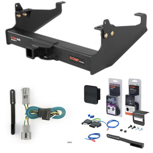 05 - 07 Ford F-350 Super Duty Cab & chassis with 34" frame width (O.D.) Curt 2" Class 5 Trailer Tow Hitch + 5-Flat Wiring Kit Tow Boat/Utility Trailer with Surge Brakes 15445