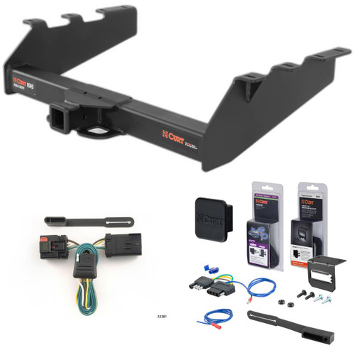 94 - 98 Dodge Ram 2500 6.5' or 8' bed, factory bumper Curt 2" Class 5 Trailer Tow Hitch + 5-Flat Wiring Kit Tow Boat/Utility Trailer with Surge Brakes 15318