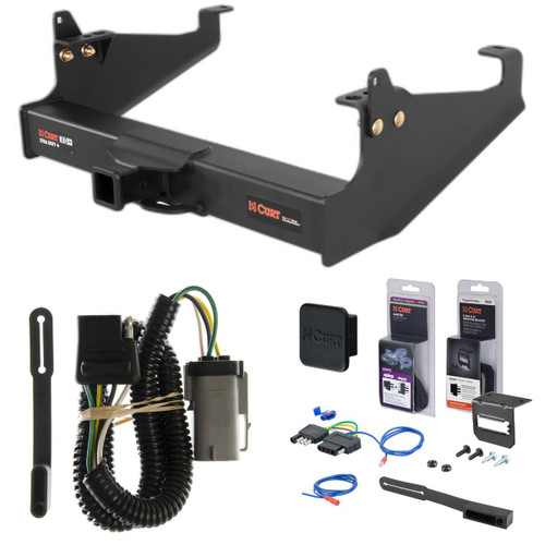 02 - 04 Ford F-350 Super Duty Cab & chassis with 34" frame width (O.D.) Curt 2" Class 5 Trailer Tow Hitch + 5-Flat Wiring Kit Tow Boat/Utility Trailer with Surge Brakes 15445